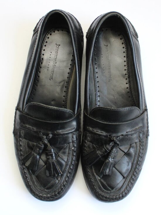 Johnston & Murphy Black Woven Leather Tassel Slip-On Kiltie Loafers Mens Size 9 main image 5